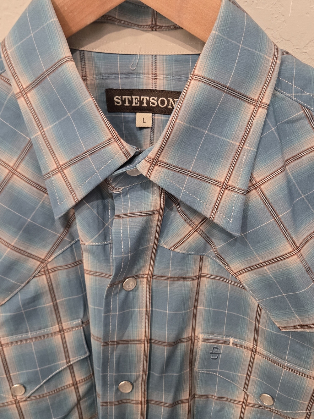 Stetson Blue Plaid Men's Button-Up Western Shirt